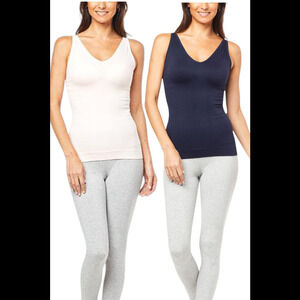 Uncover Women's 2-Pack Seamless Every Day Smoothing Tank White/Navy - Regular